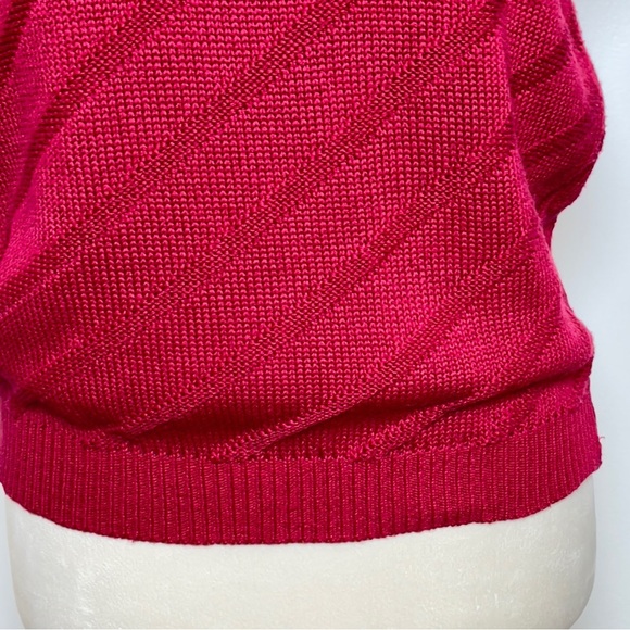 Vintage Sweaters USA Textured Ribbed Red Sweater Top Size Small Pullover - Picture 5 of 10